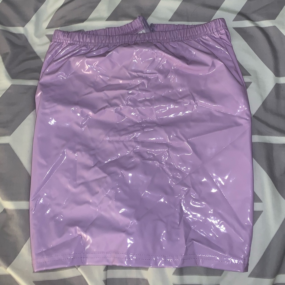 Purple Leather Bodycon Skirt